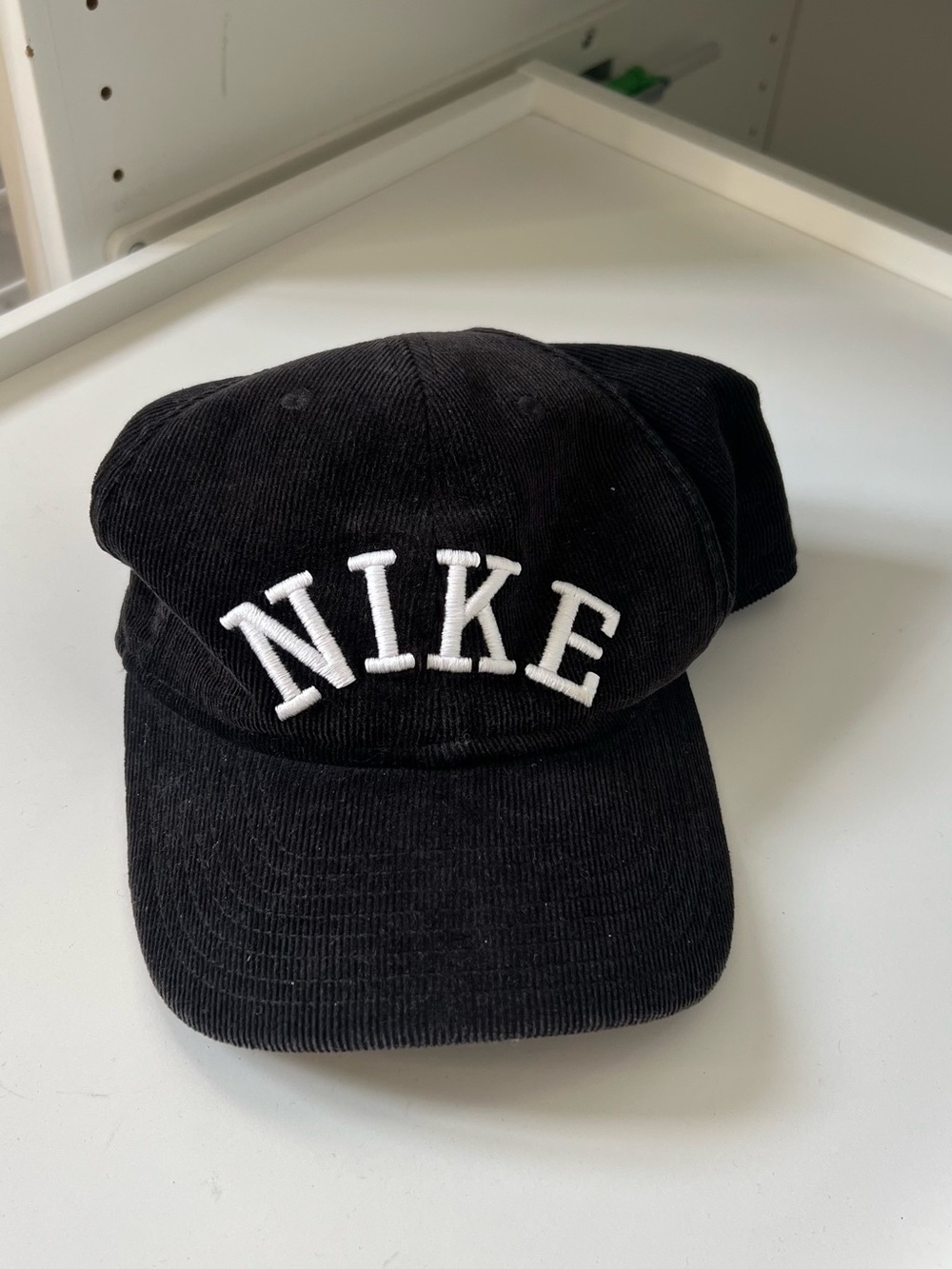 Nike Black Corduroy Cap with White Raised Logo